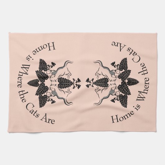 Katten en keukenroos Silhouette Theedoek (Horizontaal)