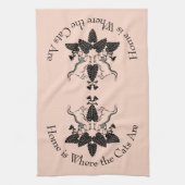 Katten en keukenroos Silhouette Theedoek (Verticaal)