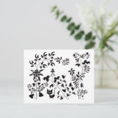 Katten en kippen briefkaart (Staand voorkant)