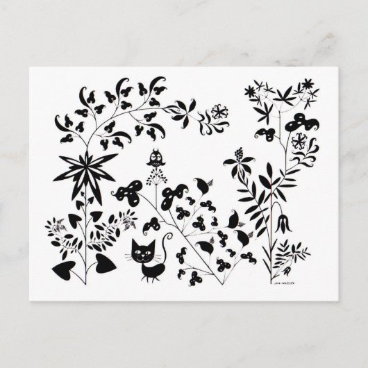 Katten en kippen briefkaart (Voorkant)