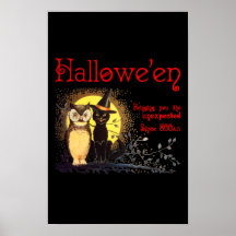 Katten en kippen in het  Poster van Halloween