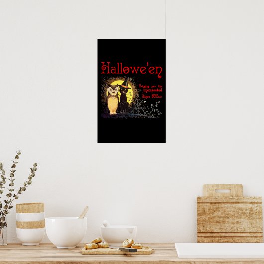 Katten en kippen in het  Poster van Halloween (Keuken)