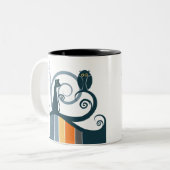 Katten en kippen tweekleurige koffiemok (Voorkant links)