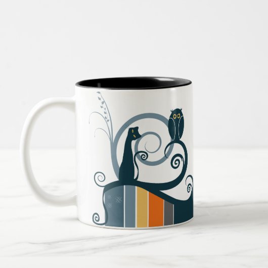 Katten en kippen tweekleurige koffiemok (Links)