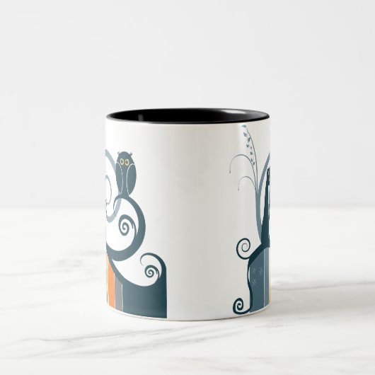 Katten en kippen tweekleurige koffiemok (Center)