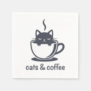 Katten en koffie Grappige Noir Katachtige Ochtends Servet