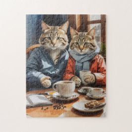 Katten en koffie legpuzzel