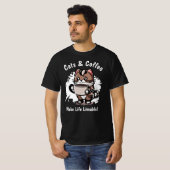 Katten en koffie maken het leven leefbaar aangepas t-shirt (Voorkant volledig)