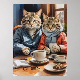 Katten en koffie poster