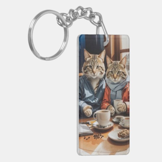 Katten en koffie sleutelhanger (Voorkant Links)