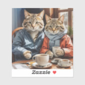 Katten en koffie sticker (Vel)