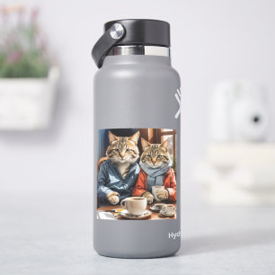 Katten en koffie sticker