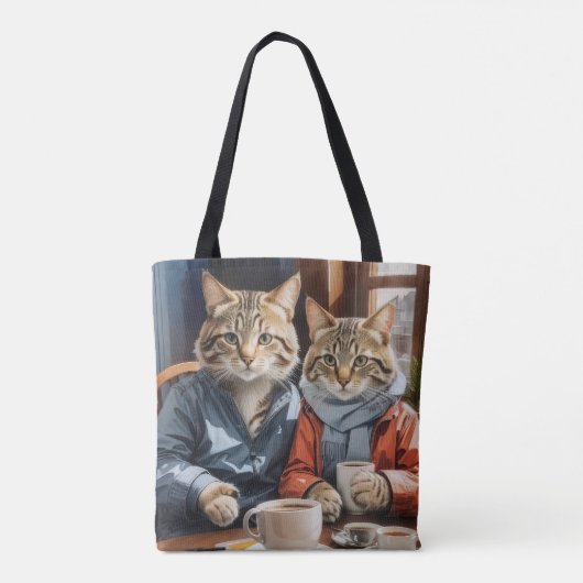 Katten en koffie tote bag (Achterkant)