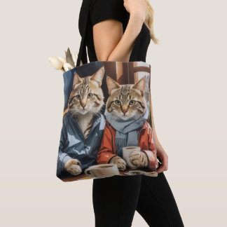 Katten en koffie tote bag