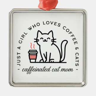 Katten- en koffieliefhebber meisjesachtige estheti metalen ornament
