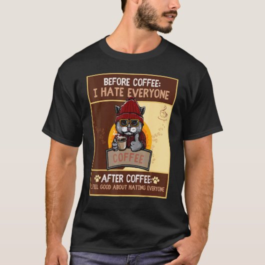 Katten- en koffieverhaal t-shirt (Voorkant)