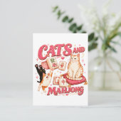 Katten en Mahjong Aankondigingskaart (Staand voorkant)