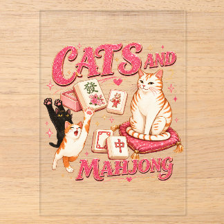 Katten en Mahjong Acryl Uitnodigingen