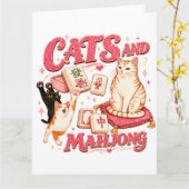 Katten en Mahjong Kaart (Gele Bloem)