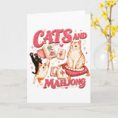 Katten en Mahjong Kaart (Gele Bloem)