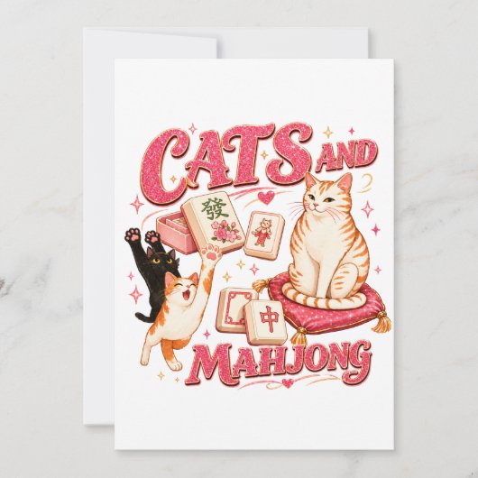 Katten en Mahjong Notitiekaartje (Voorkant)