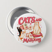 Katten en Mahjong Ronde Button 7,6 Cm (Voorkant /achterkant)