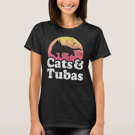 Katten en Mannen van tuba of van dames T-shirt (Voorkant)