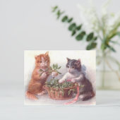 Katten en mistletoe briefkaart (Staand voorkant)