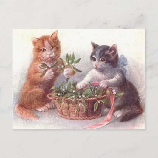 Katten en mistletoe briefkaart (Voorkant)