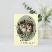 Katten en Mistletoe  Nieuwjaar Feestdagenkaart (Staand voorkant)
