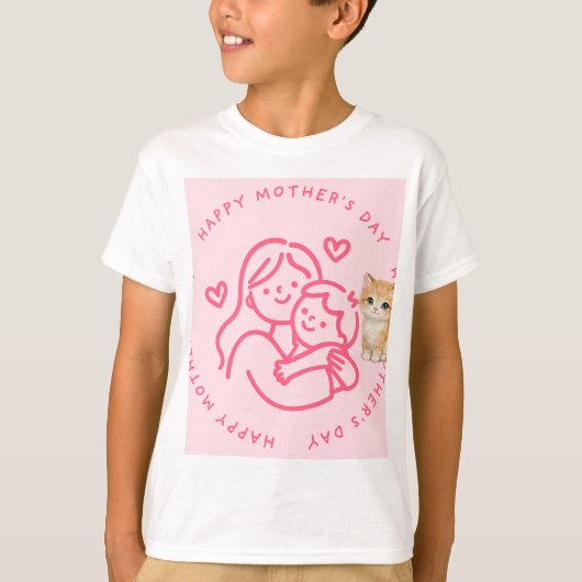 Katten- en moeder-zoon-design t-shirt (Voorkant)