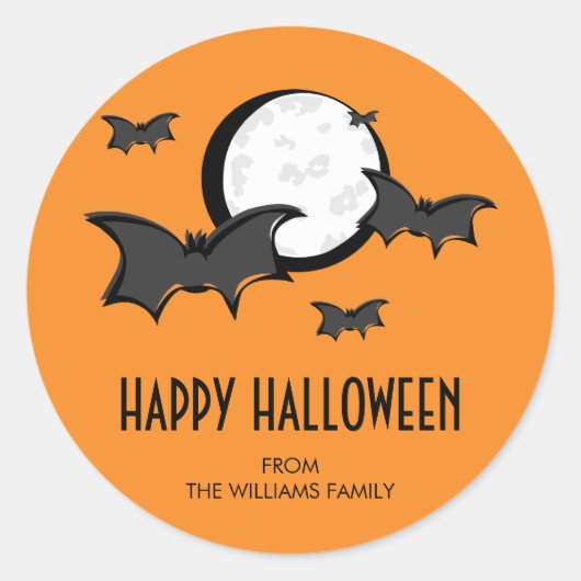 Katten en Moon Halloween Round Sticker Sinaasappel (Voorkant)