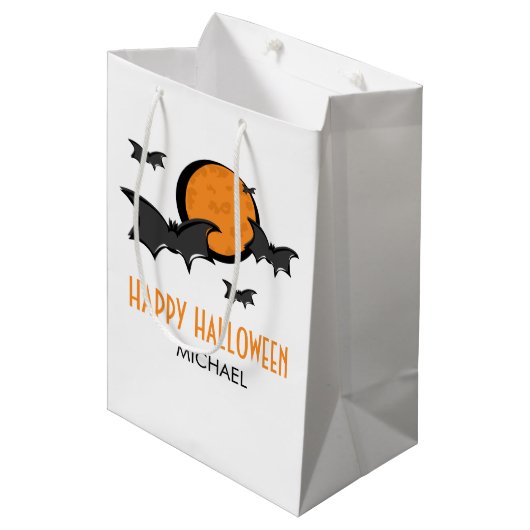 Katten en Moon Halloween Treat Gift Bag Medium Cadeauzakje (Voorkant Gekanteld)