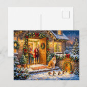 Katten- en muizen kerstdeurgenscène briefkaart (Voorkant / Achterkant)
