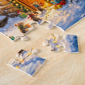 Katten- en muizen kerstdeurscène legpuzzel (Zijkant)