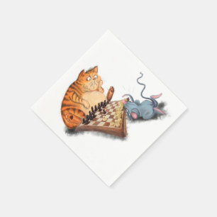 Katten- en muizen spelen schaak servetten voor kin