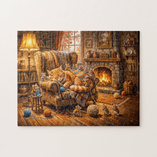 Katten- en muizenknusse breiscène legpuzzel (Horizontaal)