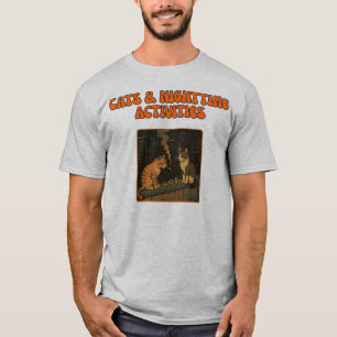 Katten en nachtelijke activiteiten - Retro Funny C T-shirt