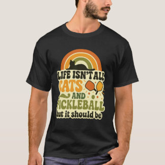 Katten En Pickleball Speler Grappige Kat Moeder Va T-shirt