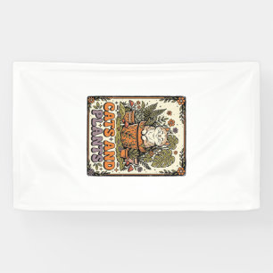 Katten En Planten Kat Planten Cottagecore Vintage Spandoek