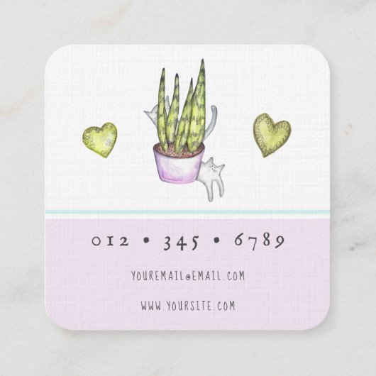 Katten en Planten Sitter Square Visitekaartje (Achterkant)