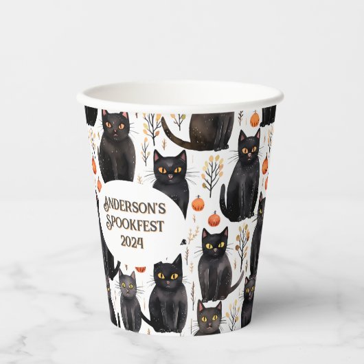 Katten en pompoen aangepaste Halloween papieren be Papieren Bekers (Voorkant)