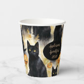 Katten en pompoen aangepaste Halloween papieren be Papieren Bekers (Achterkant)