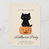 Katten- en pompoen-Halloweenfeest Feestdagenkaart (Voorkant / Achterkant)