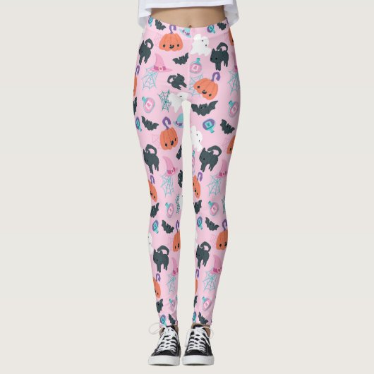Katten en pompoenen Halloween Leggings (Voorkant)