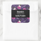 Katten en pompoenen Halloween Pattern Candle Biz Vierkante Sticker (Tas)