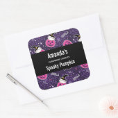 Katten en pompoenen Halloween Pattern Candle Biz Vierkante Sticker (Envelop)