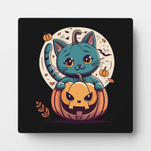 Katten en pompoenen voor een gelukkig Halloween! Fotoplaat