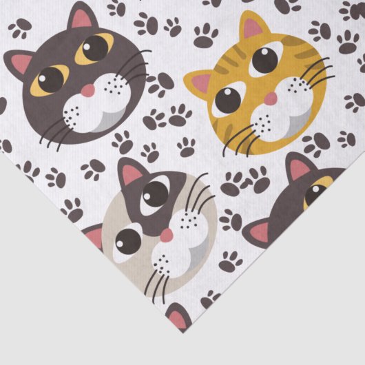 Katten en pootafdrukken patroon inpakpapier tissuepapier (Detail)