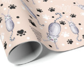 Katten En Pootjes Waterverf Patroon Cadeaupapier (Rol Hoek)